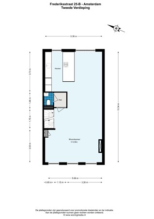 Floorplan - Frederiksstraat 25B, 1054 LB Amsterdam